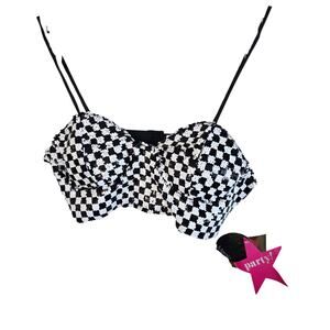 Size M – Mirakai Black & White Checkered Sequin Bra Top (NWT)